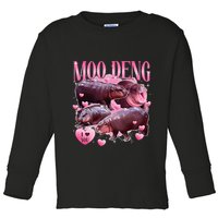 Cute I Love Moo Deng Baby Hippo Moo Deng I Heart Moo Deng Toddler Long Sleeve Shirt