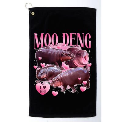 Cute I Love Moo Deng Baby Hippo Moo Deng I Heart Moo Deng Golf Towel