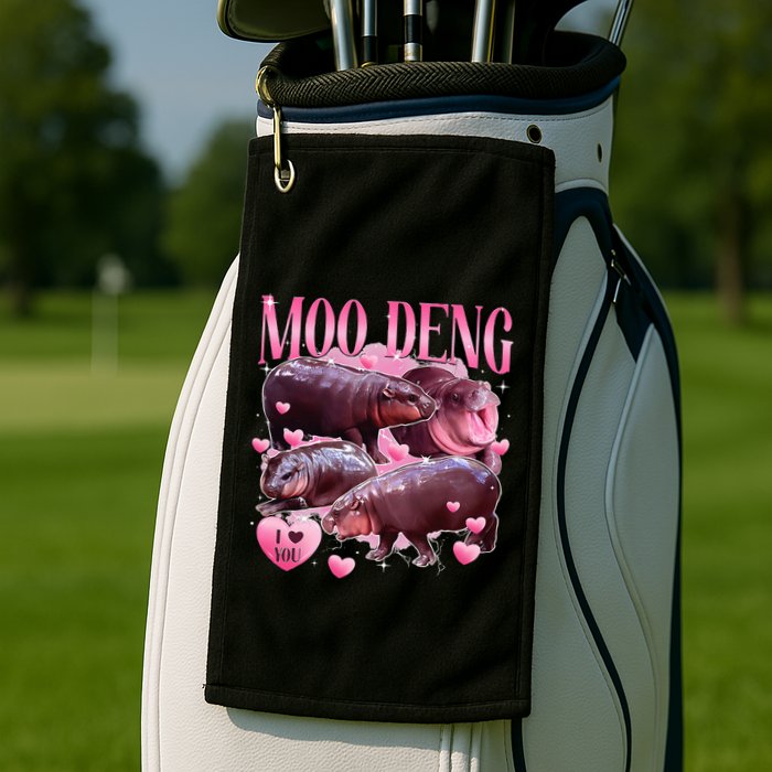 Cute I Love Moo Deng Baby Hippo Moo Deng I Heart Moo Deng Golf Towel