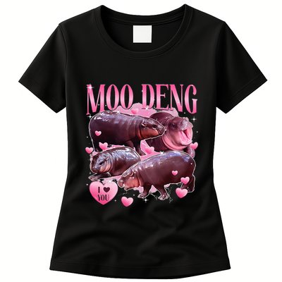 Cute I Love Moo Deng Baby Hippo Moo Deng I Heart Moo Deng Womens T-Shirt