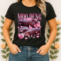 Cute I Love Moo Deng Baby Hippo Moo Deng I Heart Moo Deng Womens T-Shirt