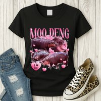 Cute I Love Moo Deng Baby Hippo Moo Deng I Heart Moo Deng Womens T-Shirt