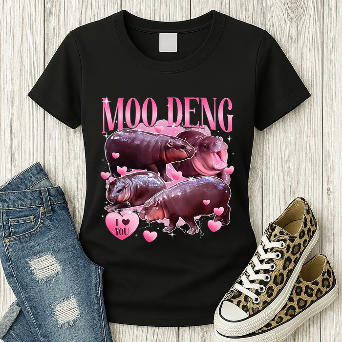 Cute I Love Moo Deng Baby Hippo Moo Deng I Heart Moo Deng Womens T-Shirt