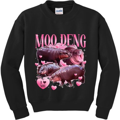 Cute I Love Moo Deng Baby Hippo Moo Deng I Heart Moo Deng Kids Sweatshirt