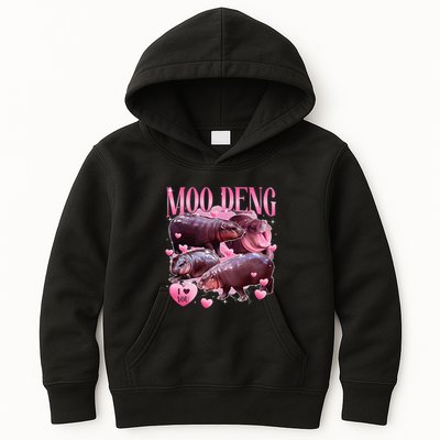 Cute I Love Moo Deng Baby Hippo Moo Deng I Heart Moo Deng Kids Hoodie