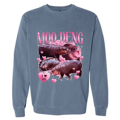 Cute I Love Moo Deng Baby Hippo Moo Deng I Heart Moo Deng Garment-Dyed Sweatshirt