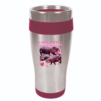 Cute I Love Moo Deng Baby Hippo Moo Deng I Heart Moo Deng 16oz Travel Tumbler