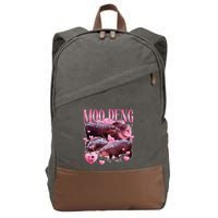 Cute I Love Moo Deng Baby Hippo Moo Deng I Heart Moo Deng Cotton Canvas Backpack