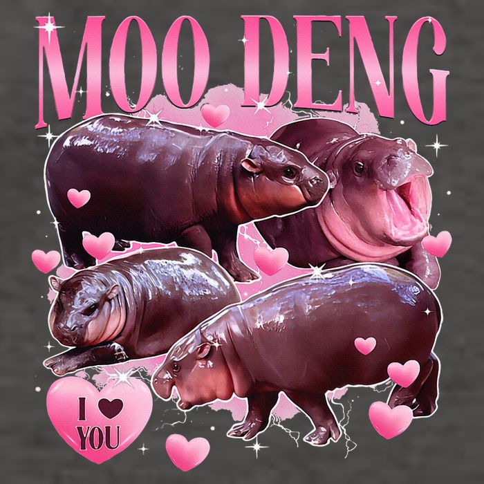 Cute I Love Moo Deng Baby Hippo Moo Deng I Heart Moo Deng Vector Backpack