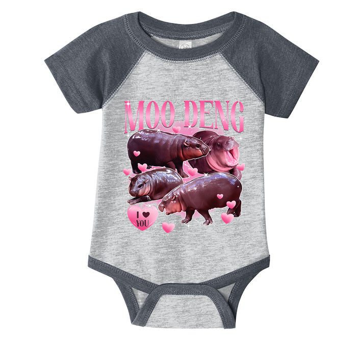 Cute I Love Moo Deng Baby Hippo Moo Deng I Heart Moo Deng Infant Baby Jersey Bodysuit