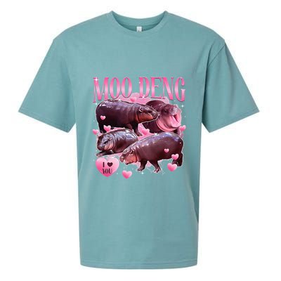 Cute I Love Moo Deng Baby Hippo Moo Deng I Heart Moo Deng Sueded Cloud Jersey T-Shirt
