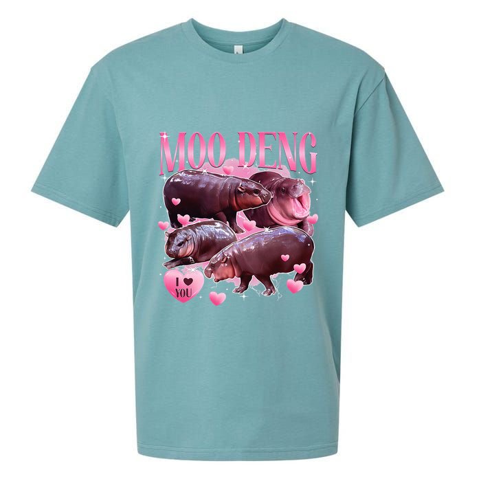 Cute I Love Moo Deng Baby Hippo Moo Deng I Heart Moo Deng Sueded Cloud Jersey T-Shirt