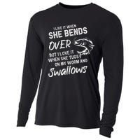 Cute I Like It When She Bends Over Fishing Gifts For Cooling Performance Long Sleeve Crew