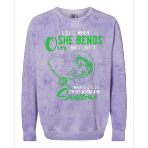 Cute I Like It When She Bends Over Funny Fishing Adult Humor Colorblast Crewneck Sweatshirt