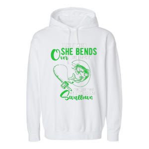 Cute I Like It When She Bends Over Funny Fishing Adult Humor Garment-Dyed Fleece Hoodie