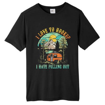 Camping I Love To Hookup I Hate Pulling Out Camper And Truck Tall Fusion ChromaSoft Performance T-Shirt