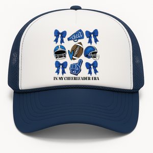 Cheer In My Cheerleader Era Cheer Coquette Football Trucker Hat