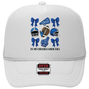 Cheer In My Cheerleader Era Cheer Coquette Football High Crown Mesh Back Trucker Hat