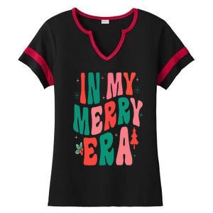 Christmas In My Merry Era Xmas Holiday Christmas Ladies Halftime Notch Neck Tee