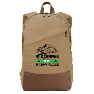 Camping Is My Happy Place Funny Camping Cotton Canvas Backpack