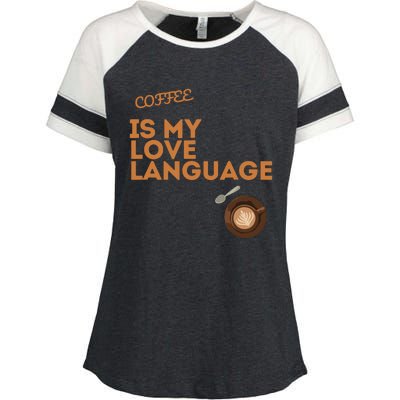 Coffee Is My Love Language Enza Ladies Jersey Colorblock Tee