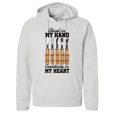 Chisel In My Hand Creativity In My Heart Tool Sculptor Gift Performance Fleece Hoodie