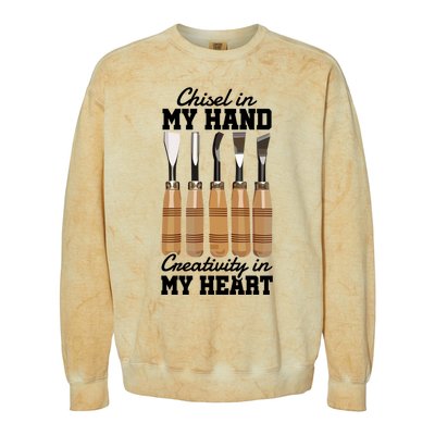 Chisel In My Hand Creativity In My Heart Tool Sculptor Gift Colorblast Crewneck Sweatshirt