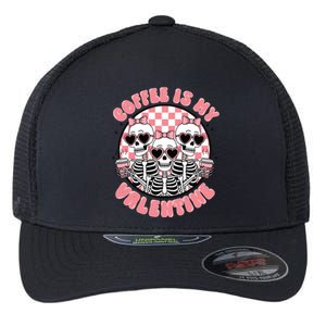 Coffee Is My Valentine Funny Skeleton Flexfit Unipanel Trucker Cap