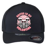 Coffee Is My Valentine Funny Skeleton Flexfit Unipanel Trucker Cap