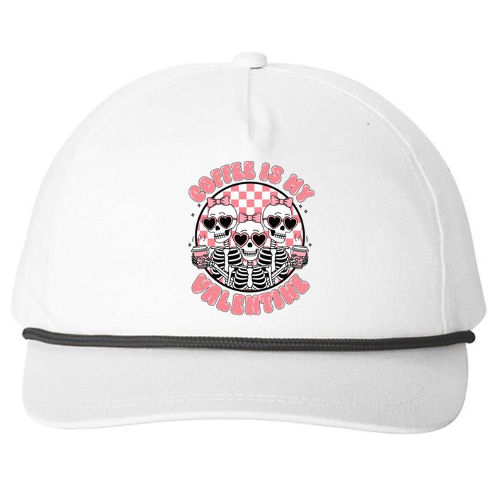 Coffee Is My Valentine Funny Skeleton Snapback Five-Panel Rope Hat