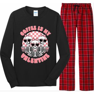 Coffee Is My Valentine Funny Skeleton Long Sleeve Pajama Set