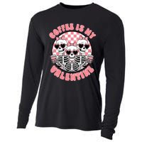 Coffee Is My Valentine Funny Skeleton Cooling Performance Long Sleeve Crew