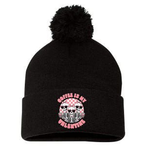 Coffee Is My Valentine Funny Skeleton Pom Pom 12in Knit Beanie