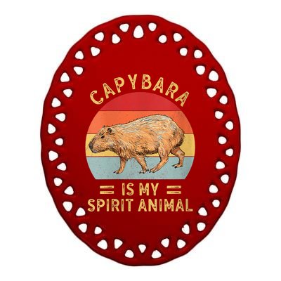 Capybara Is My Spirit Animal Ceramic Oval Ornament