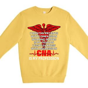 Cna Is My Profession Certified Nursing Assistant Nursing Gift Premium Crewneck Sweatshirt