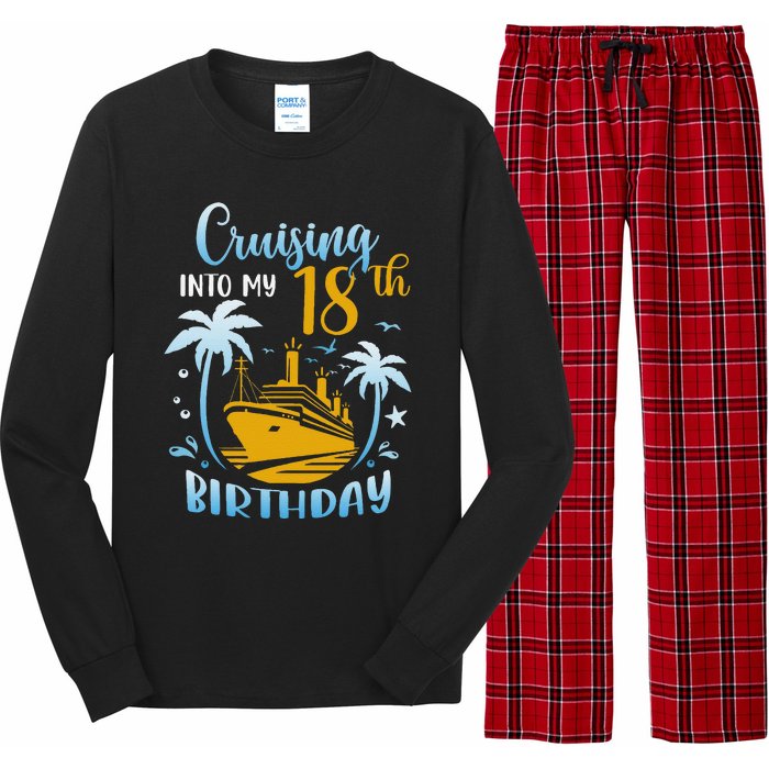 Cruising Into My 18th Birthday Year Old Cruise Party Boat Long Sleeve Pajama Set