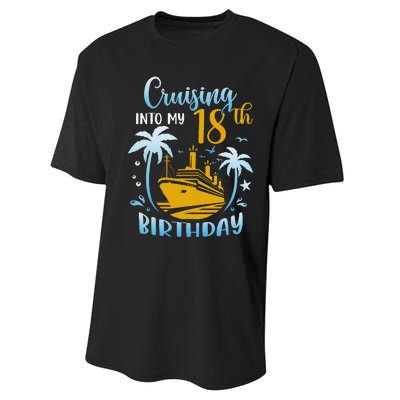 Cruising Into My 18th Birthday Year Old Cruise Party Boat Performance Sprint T-Shirt