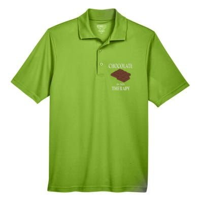 Chocolate Is My Therapy Sweets Chocolatier Cute Gift Men's Origin Performance Pique Polo