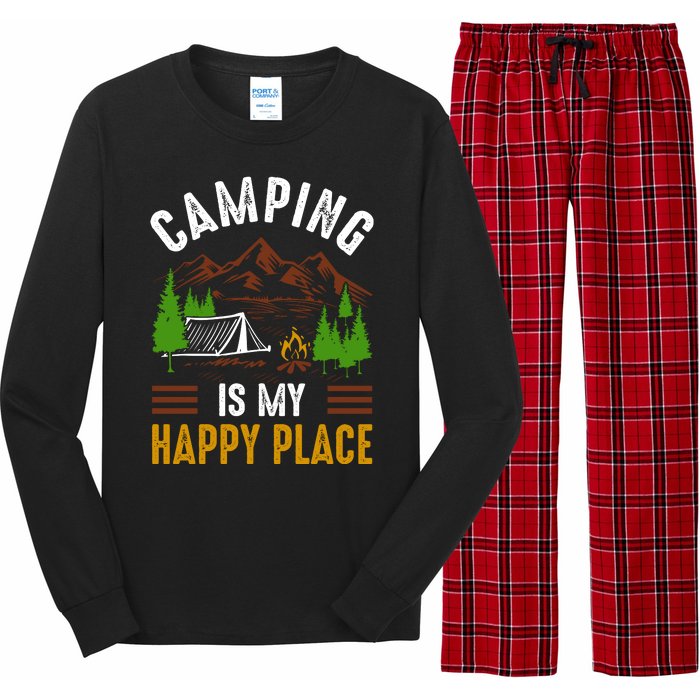 Camping Is My Happy Place Vintage Long Sleeve Pajama Set