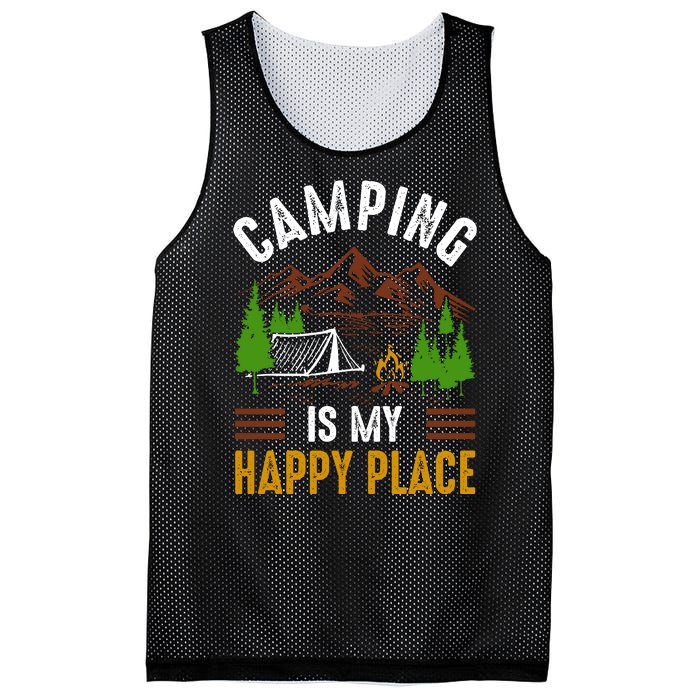 Camping Is My Happy Place Vintage Mesh Reversible Basketball Jersey Tank