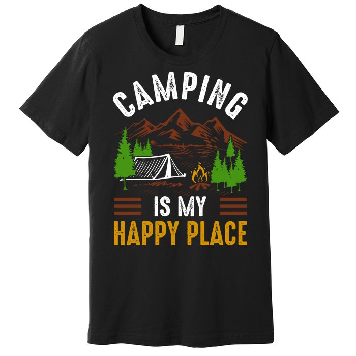 Camping Is My Happy Place Vintage Premium T-Shirt