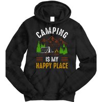 Camping Is My Happy Place Vintage Tie Dye Hoodie