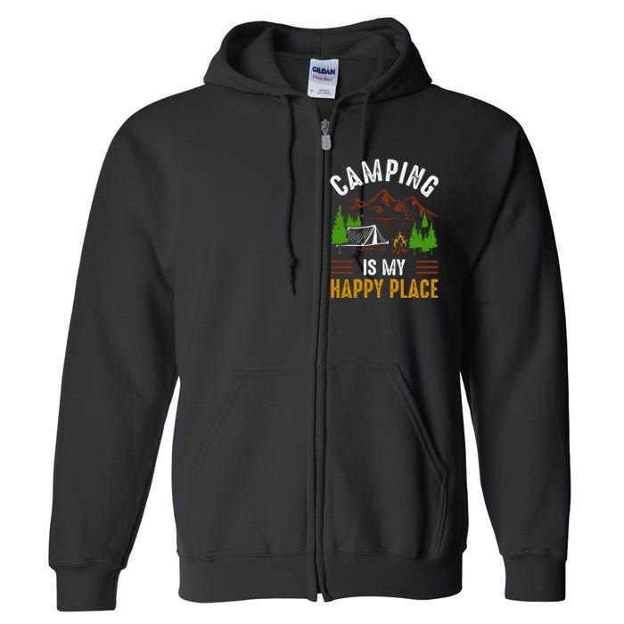 Camping Is My Happy Place Vintage Full Zip Hoodie