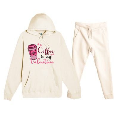 Coffee Is My Valentine Cute Coffee Lover Premium Hooded Sweatsuit Set