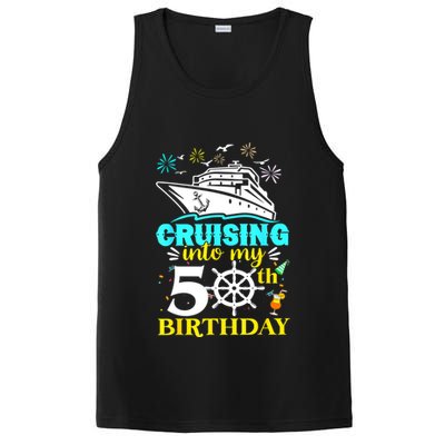 Cruising Into My 50th Birthday 50 Year Old Cruise Birthday PosiCharge Competitor Tank