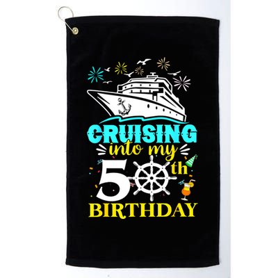 Cruising Into My 50th Birthday 50 Year Old Cruise Birthday Golf Towel