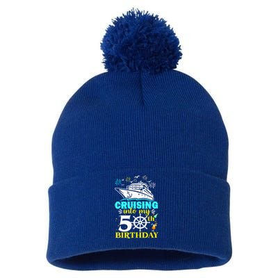 Cruising Into My 50th Birthday 50 Year Old Cruise Birthday Pom Pom 12in Knit Beanie