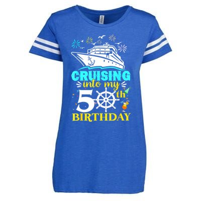 Cruising Into My 50th Birthday 50 Year Old Cruise Birthday Enza Ladies Jersey Football T-Shirt