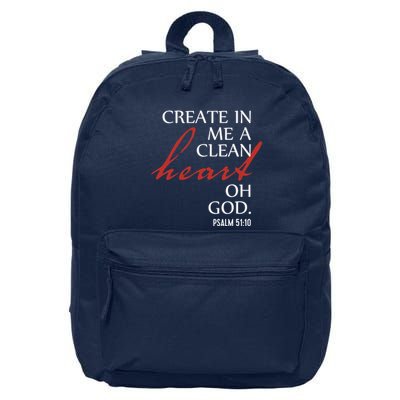 Create in Me a Clean Heart Oh God, Psalm 51 10 16 in Basic Backpack