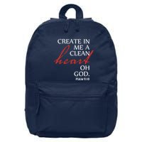 Create in Me a Clean Heart Oh God, Psalm 51 10 16 in Basic Backpack
